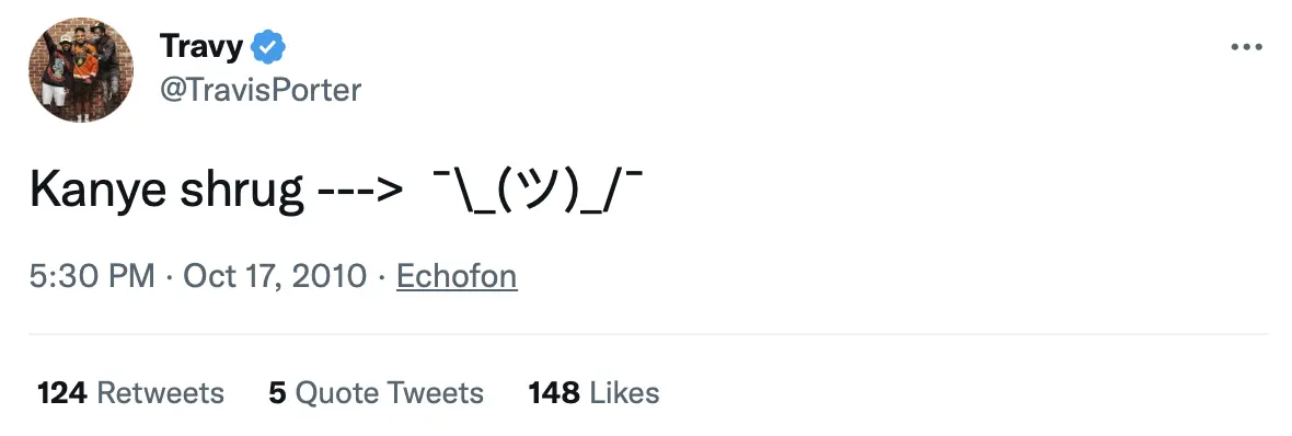 kanye west shrug emoticon tweet
